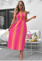 Wzorzysta Rochie maxi bez ramiączek Sun Nectar fucsia