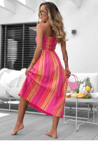 Wzorzysta Rochie maxi bez ramiączek Sun Nectar fucsia