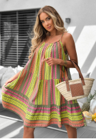 Wzorzysta Rochie mini na ramiączkach Sunny Coast kaki
