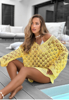 Ażurowy Pulover oversize z dekoltem Dolce Marina galbene