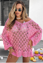Ażurowy Pulover oversize z dekoltem Dolce Marina galbene