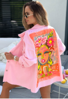 din denim Geacă z nadrukiem Neon Lady roz pudră