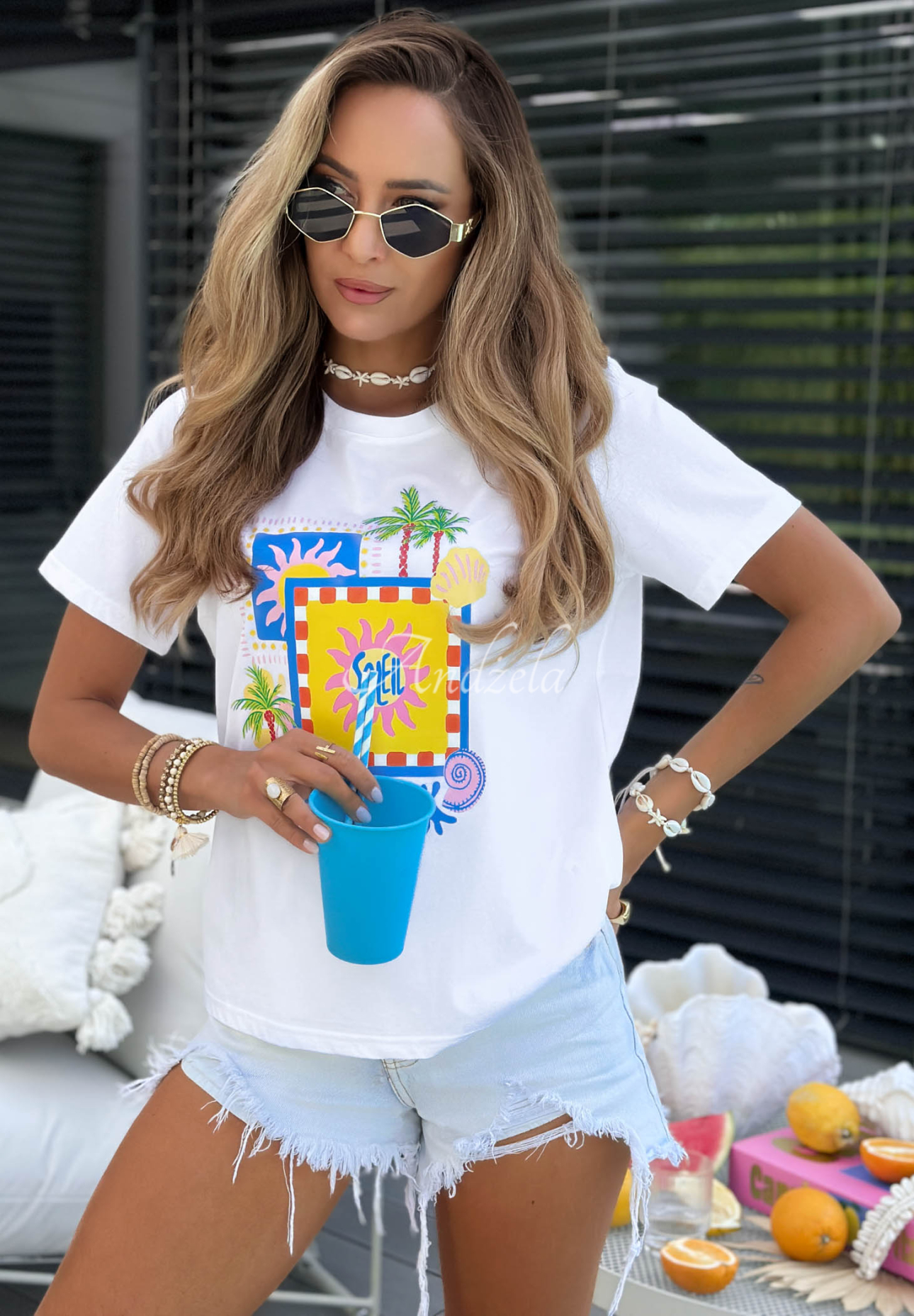 Tricou din bumbac cu imprimeu colorat Soleil