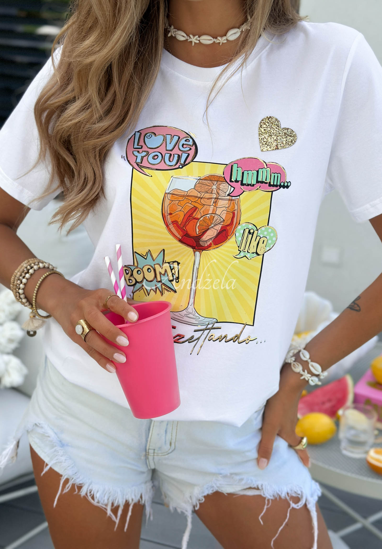 Tricou din bumbac cu imprimeu Orange Aperol