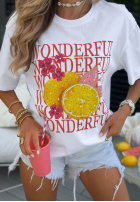 Tricou z nadrukiem Wonderful Lemon Alb