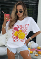 Tricou z nadrukiem Wonderful Lemon Alb