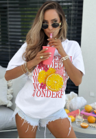 Tricou z nadrukiem Wonderful Lemon Alb