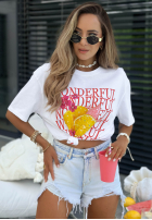 Tricou z nadrukiem Wonderful Lemon Alb