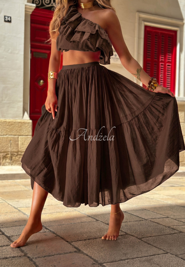 Fustă maxi din bumbac cu talie elastică Malta Romance Flame
