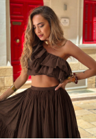 Asymetryczna Bluză z falbankami Malta Delizia roșie