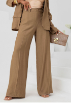 Wiskozowy Compleu Sacou i Pantaloni wide leg Ocean Estate Alb