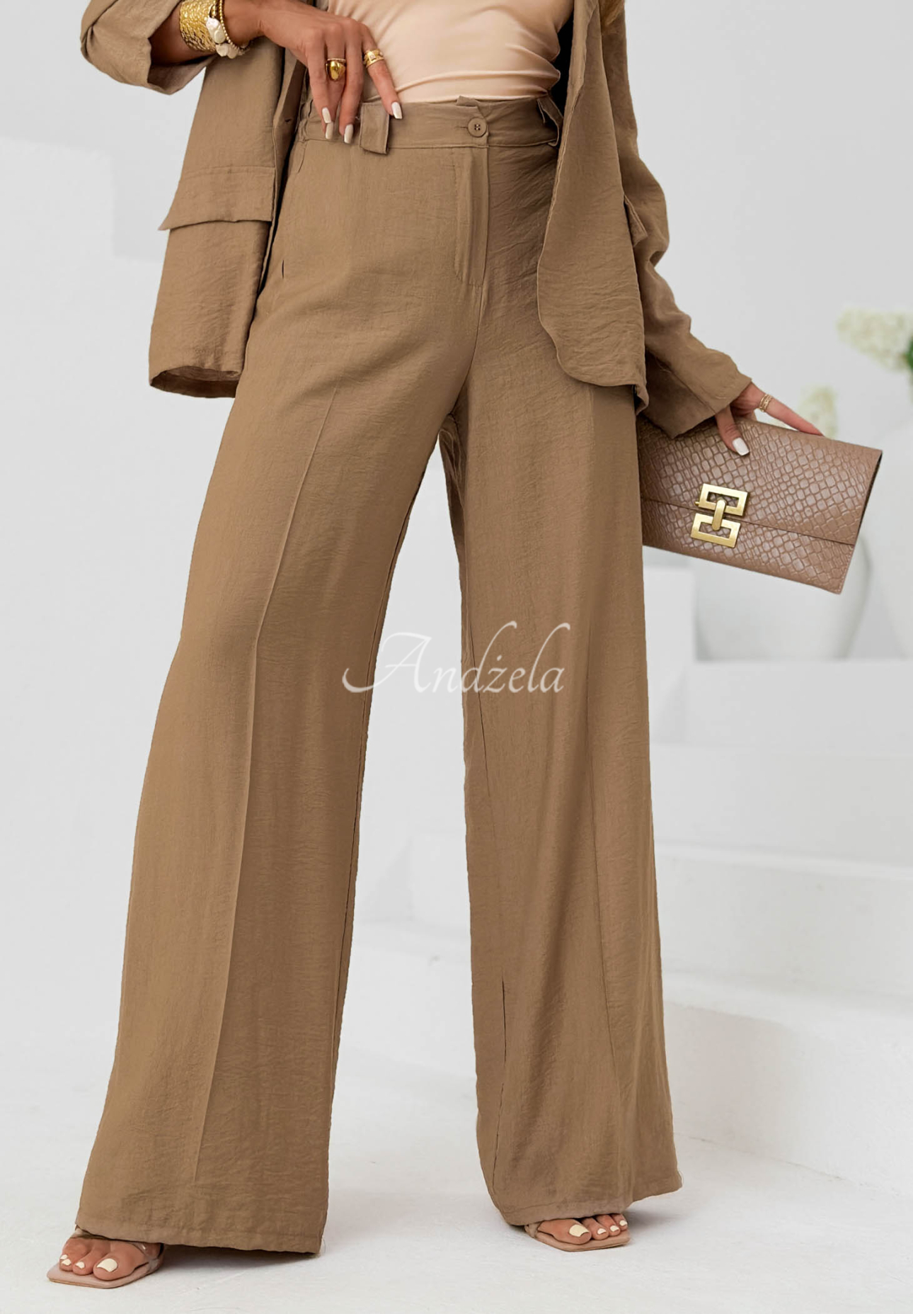 Set din viscoză cu sacou și pantaloni wide leg Ocean Estate