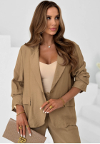 Wiskozowy Compleu Sacou i Pantaloni wide leg Ocean Estate Alb