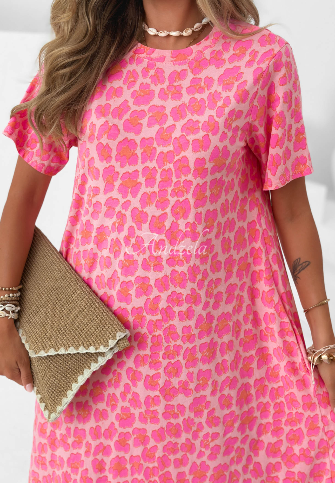 Rochie cu imprimeu leopard din bumbac Candy Panther