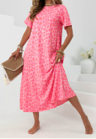 Rochie maxi cu model tip panteră Candy Panther roz