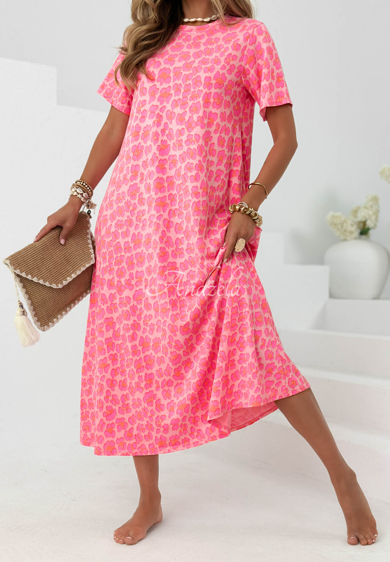 Rochie cu imprimeu leopard din bumbac Candy Panther