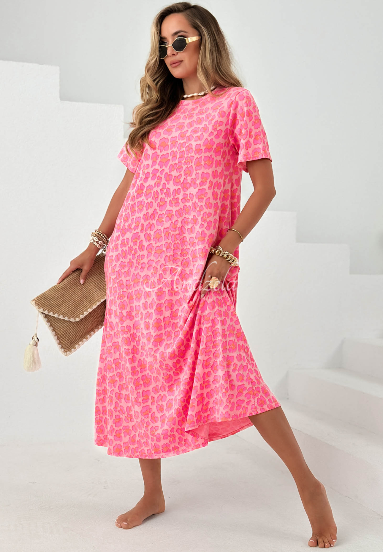 Rochie cu imprimeu leopard din bumbac Candy Panther