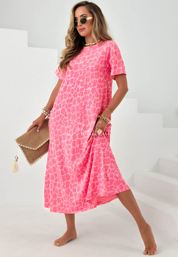 Rochie cu imprimeu leopard din bumbac Candy Panther