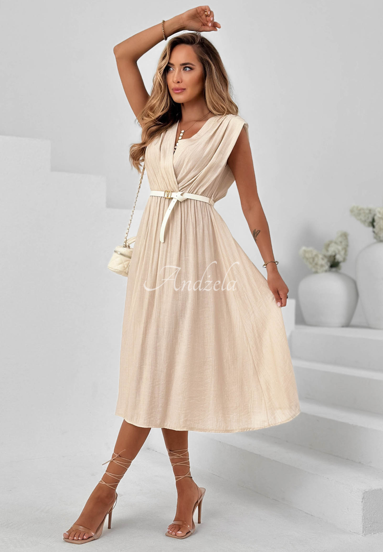 Rochie din viscoză cu decolteu petrecut Solenne Breeze