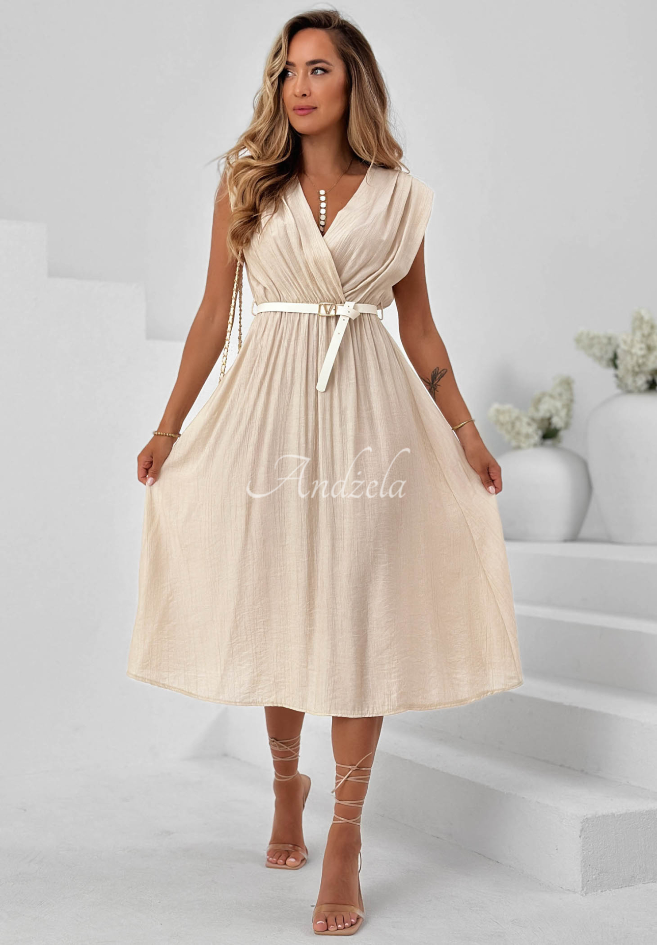 Rochie din viscoză cu decolteu petrecut Solenne Breeze