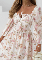 Kwiecista Rochie maxi z długimi rękawami Sunkissed Blooms albă