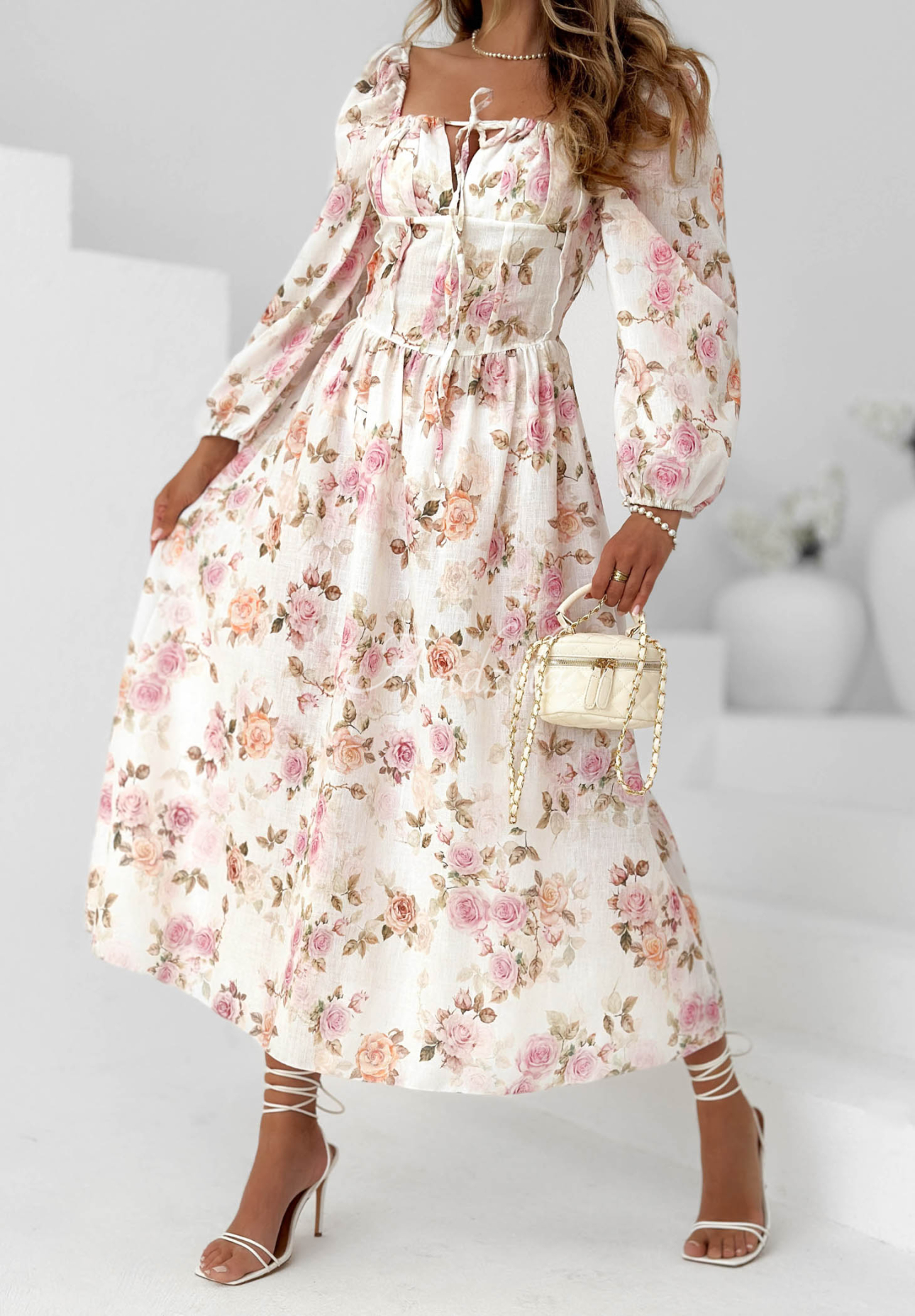 Rochie maxi cu imprimeu floral cu mâneci lungi Sunkissed Blooms