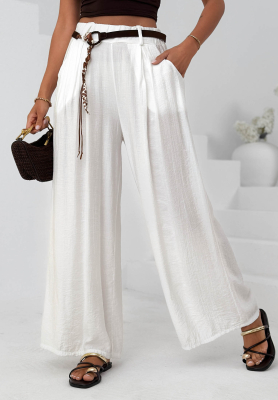 Pantaloni wide leg din material cu viscoză Summer Trace