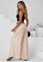 din material textil Pantaloni wide leg z wiskozy Summer Trace mokka