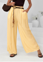 din material textil Pantaloni wide leg z wiskozy Summer Trace mokka