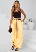din material textil Pantaloni wide leg z wiskozy Summer Trace mokka