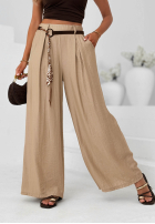 din material textil Pantaloni wide leg z wiskozy Summer Trace mokka