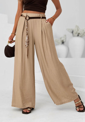 Pantaloni wide leg din material cu viscoză Summer Trace