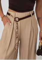 din material textil Pantaloni wide leg z wiskozy Summer Trace mokka