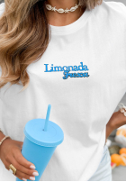 Tricou z nadrukiem Limonada Fresca biało-roșu