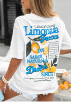 Tricou z nadrukiem Limonada Fresca biało-roșu