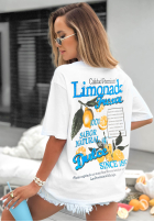 Tricou z nadrukiem Limonada Fresca biało-roșu