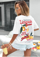Tricou z nadrukiem Limonada Fresca biało-roșu