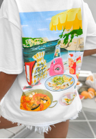 Tricou z nadrukiem Paella Alb