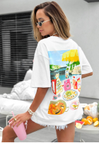 Tricou z nadrukiem Paella Alb