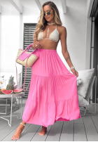Asymetryczna Rochie maxi z falbankami Ocean Escape kaki