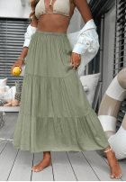 Asymetryczna Rochie maxi z falbankami Ocean Escape kaki