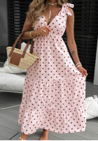 Rochie maxi na ramiączkach w Buline Girly Dots roz pudră