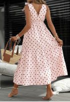 Rochie maxi na ramiączkach w Buline Girly Dots roz pudră