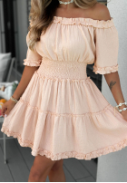 Muślinowa Rochie z bufkami Soft Walk albă