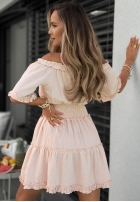Muślinowa Rochie z bufkami Soft Walk albă