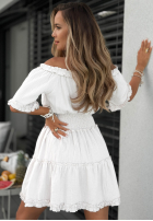 Muślinowa Rochie z bufkami Soft Walk albă