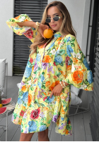 Ażurowa Rochie w kwiaty Vanilla Waves  galben