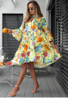Ażurowa Rochie w kwiaty Vanilla Waves  galben
