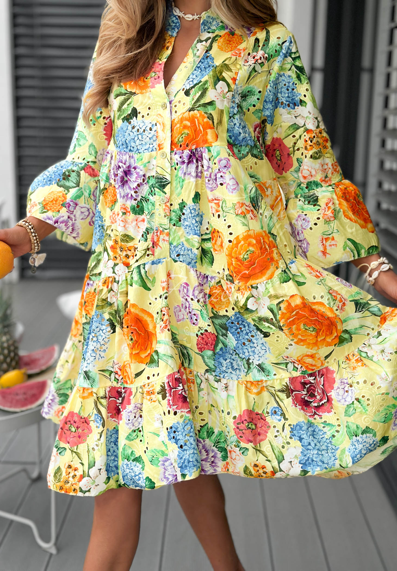 Rochie ajurată cu flori și bumbac Vanilla Waves