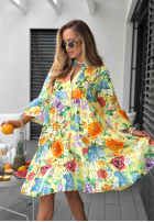 Ażurowa Rochie w kwiaty Vanilla Waves  galben